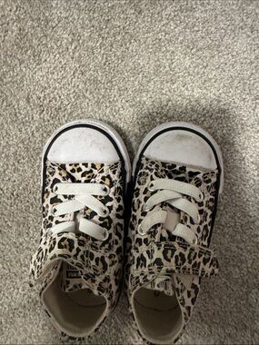 Converse Kids Leopard Canvas Sneakers in Beige and Black